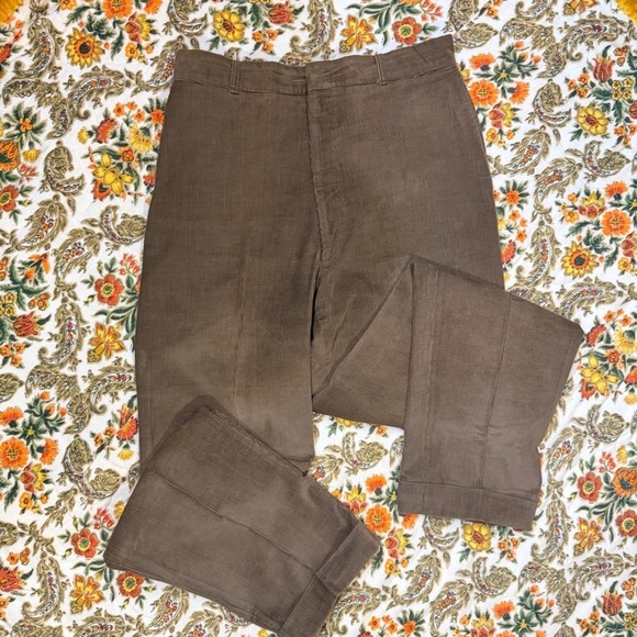 VTG Late 1960s women's brown corduroy trousers H.I.S Sportswear cuffed - 31